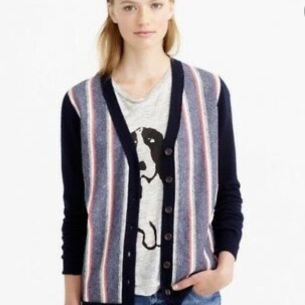 Retro Vintage J CREW Cashmere Campus Cardigan Navy